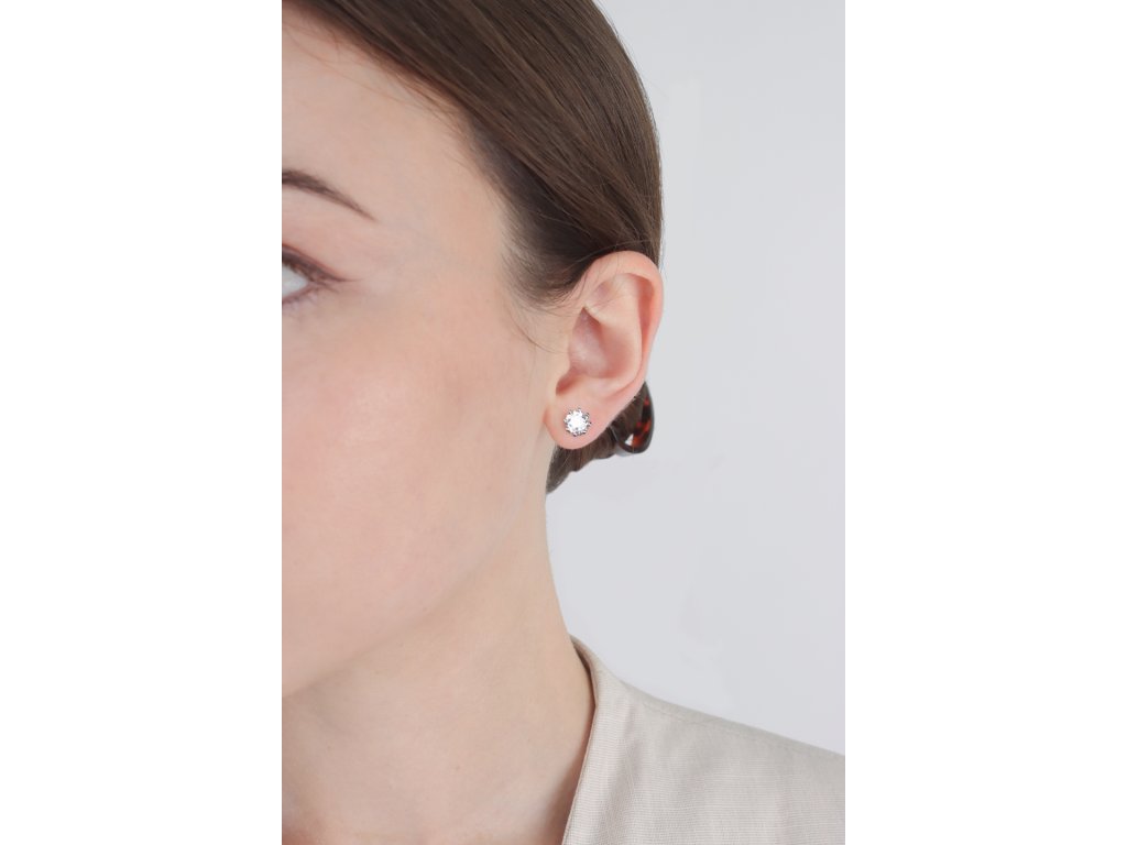 Old cut diamond stud earrings, circa 1910. 