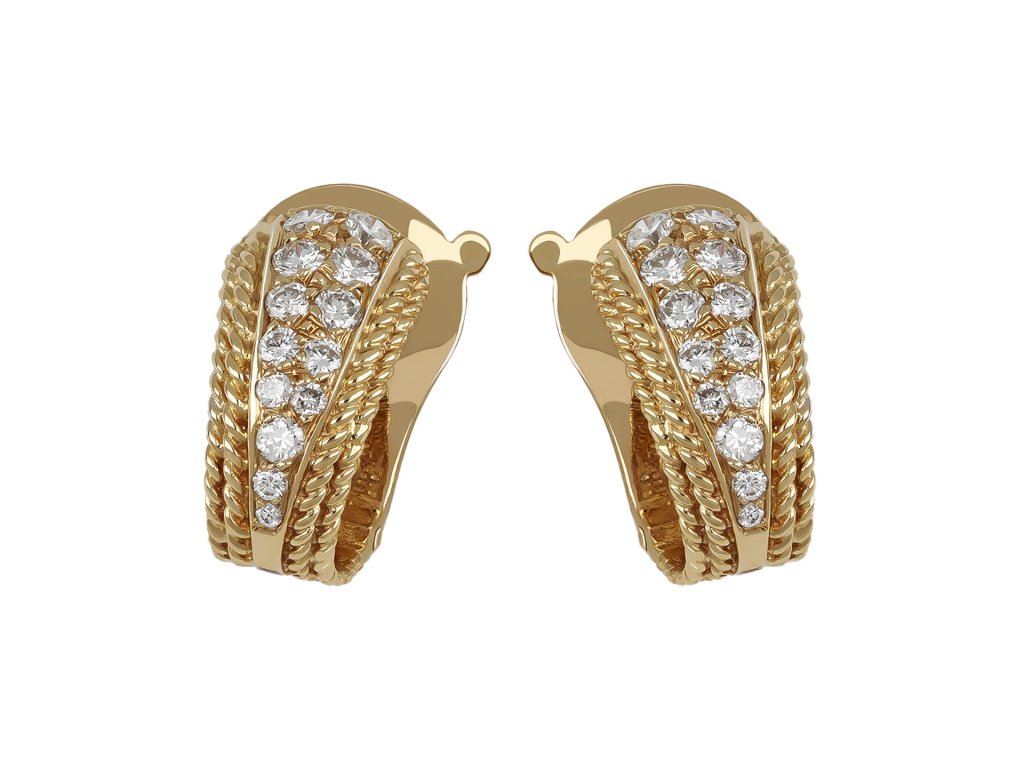 Van Cleef & Arpels diamond earrings, French, circa 1970.
