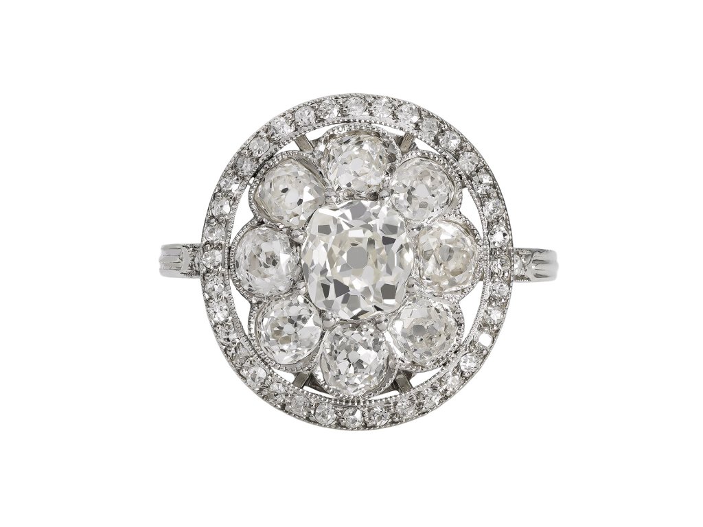 Diamond cluster ring, circa 1915.