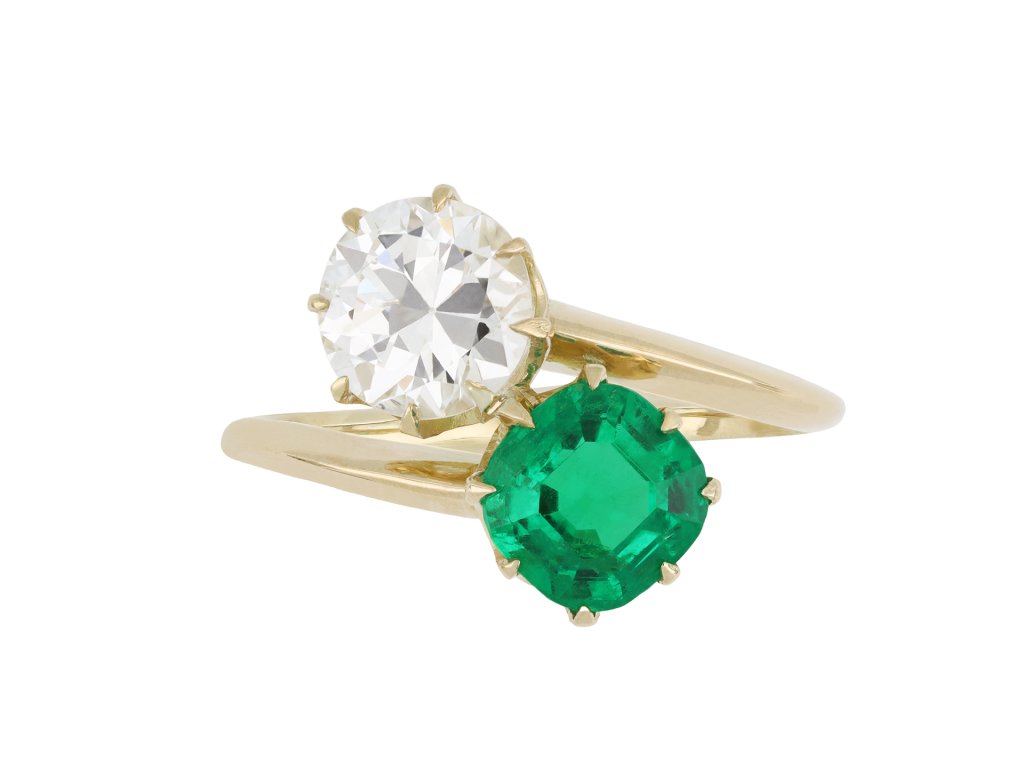 Colombian emerald and diamond ring, circa 1950.