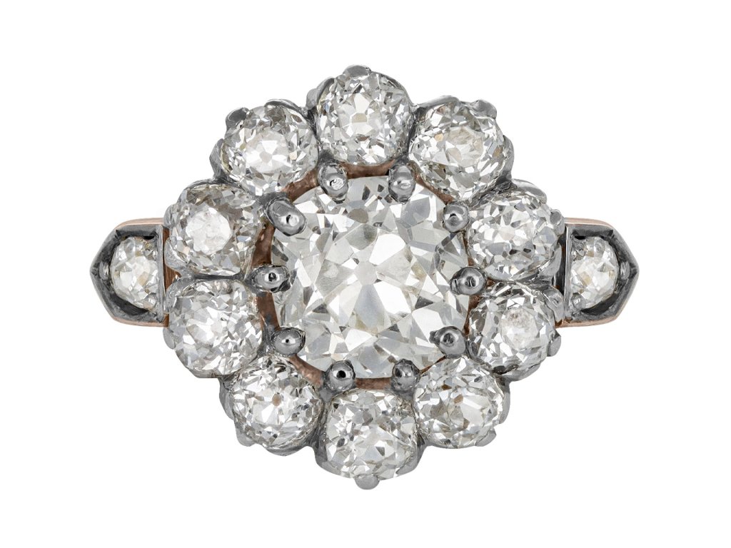 Diamond coronet cluster ring, circa 1910. 