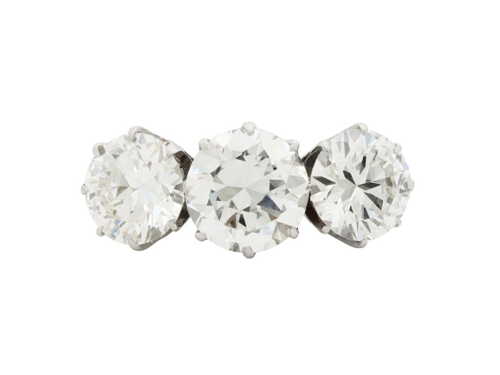Diamond three stone ring, circa 1920. 