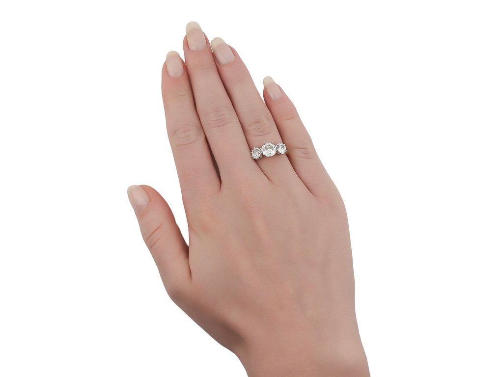 Diamond three stone ring, circa 1910.