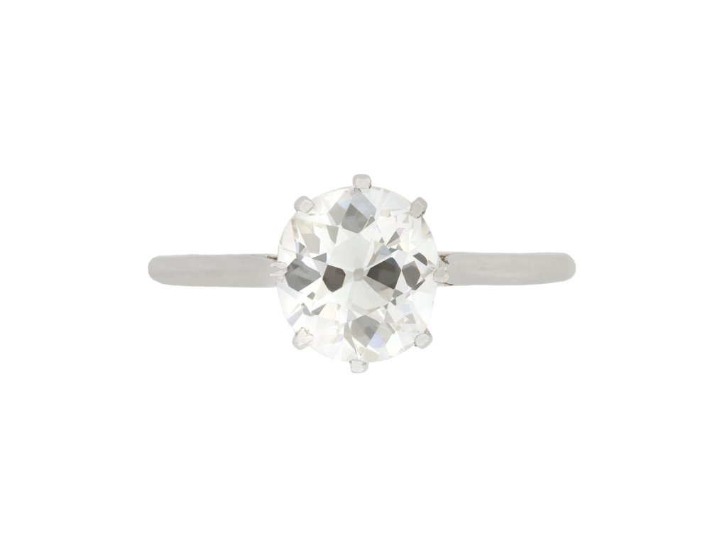 Old mine cut diamond solitaire ring, circa 1920.