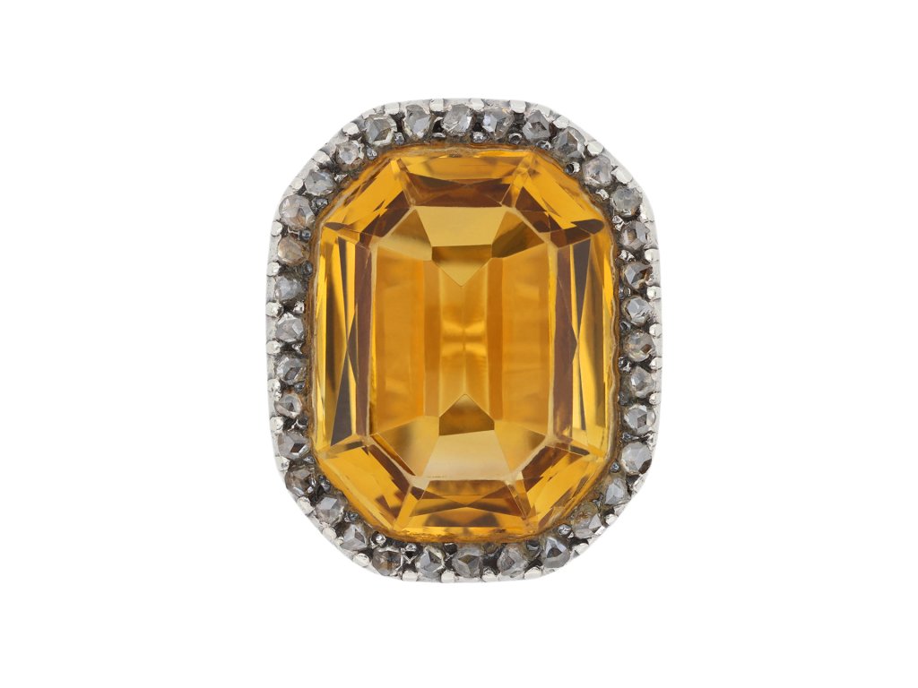 Victorian citrine and diamond coronet cluster ring
