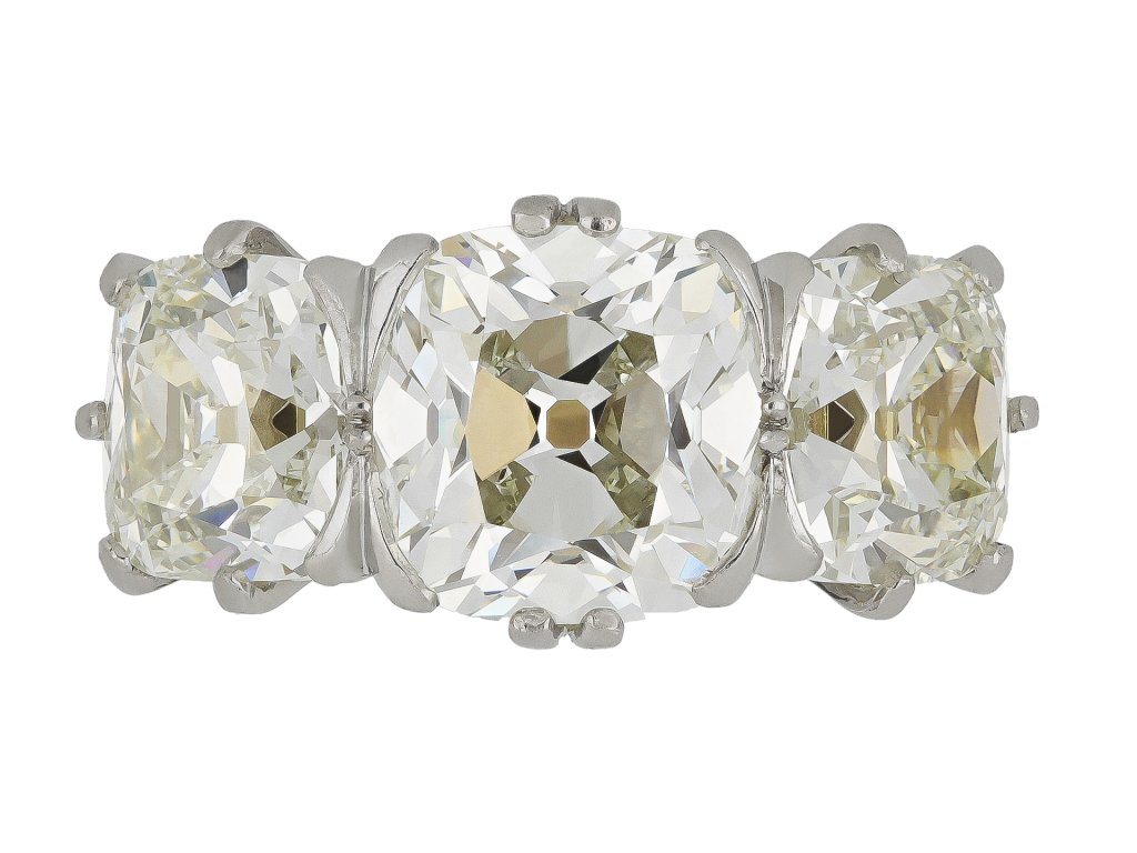 Old mine diamond three stone ring.