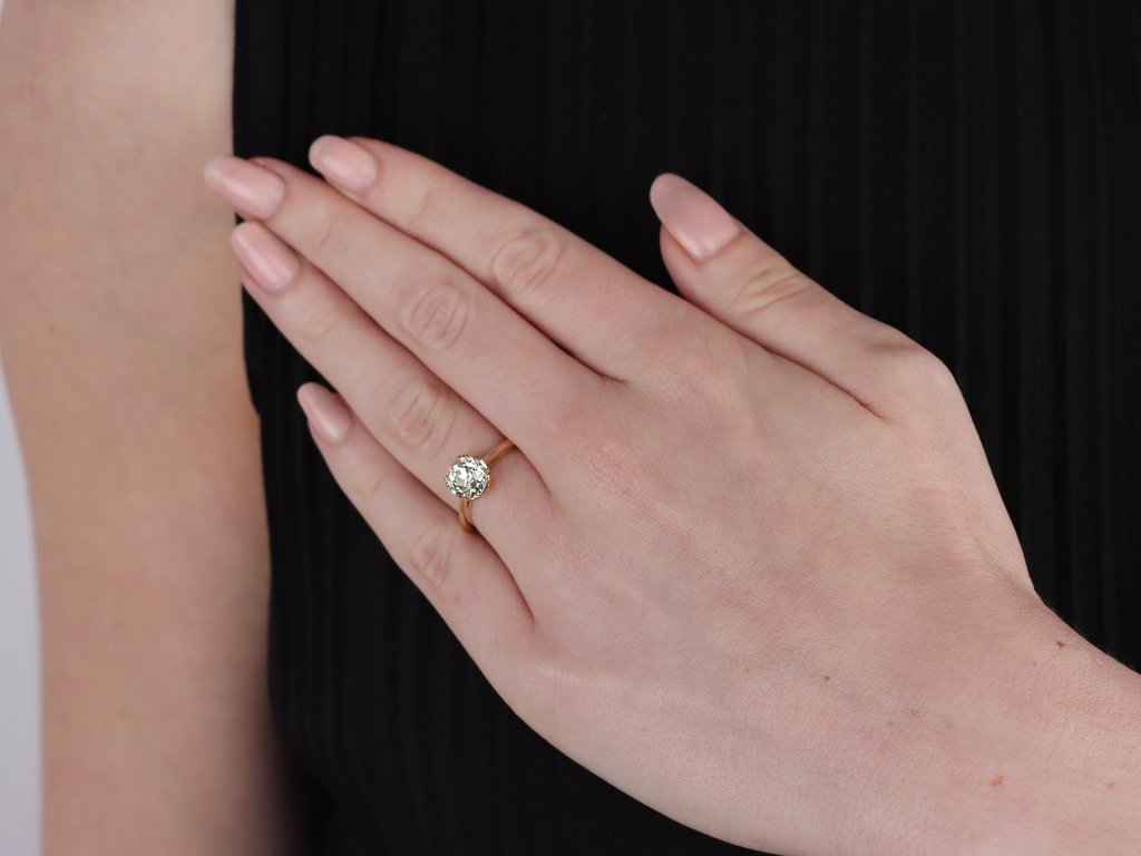 Old mine diamond solitaire ring, circa 1910. 