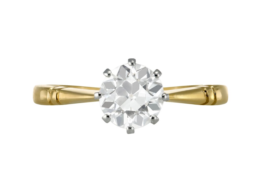 Old cut diamond solitaire ring, circa 1910.