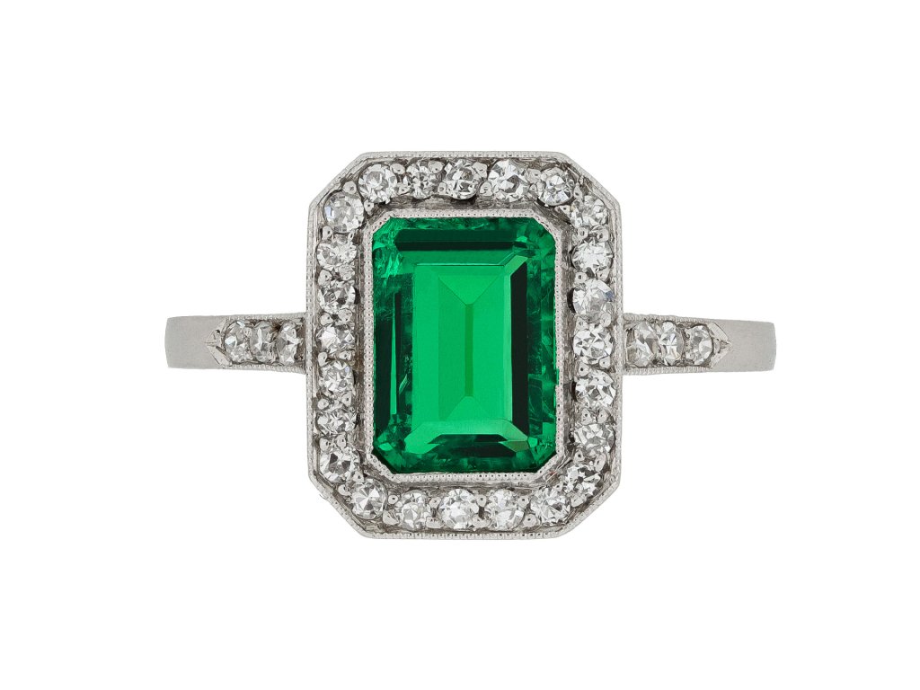 Colombian emerald and diamond coronet cluster, circa 1925.