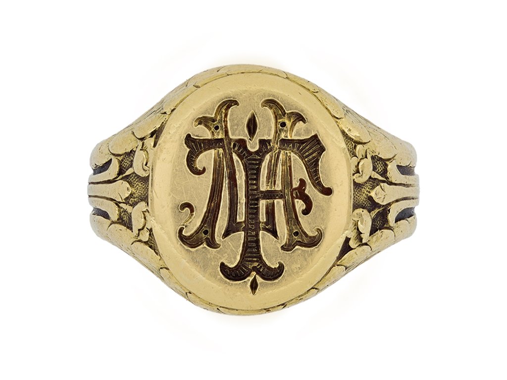 Art Nouveau gold signet ring, circa 1900. 