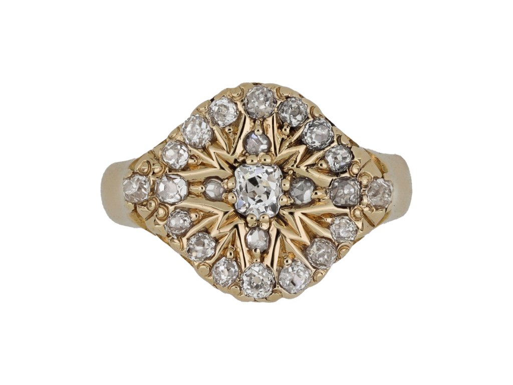 Victorian diamond cluster ring, English, 1880. 