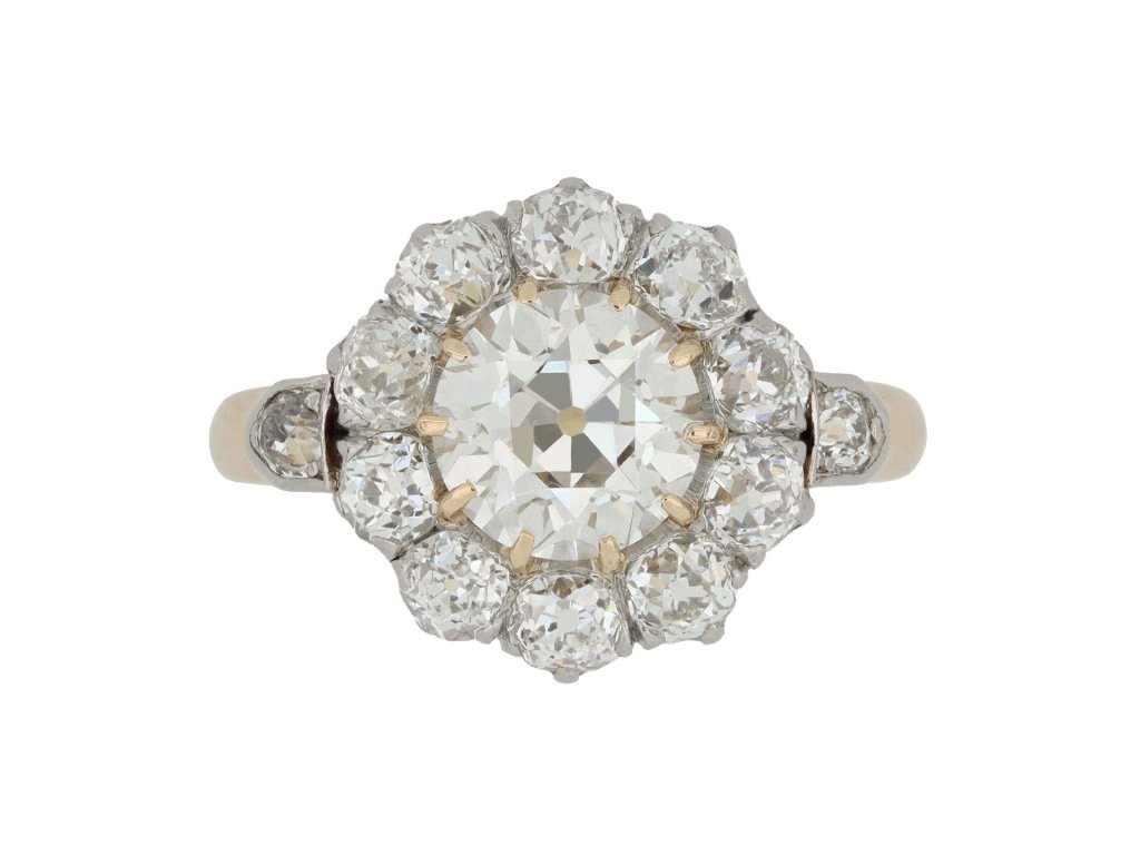 Edwardian diamond coronet cluster ring, circa 1910.