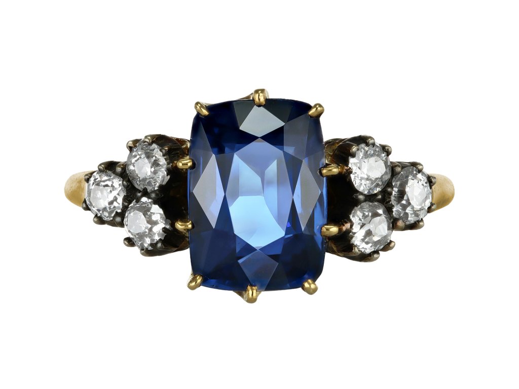 Victorian sapphire and diamond ring, circa 1890.