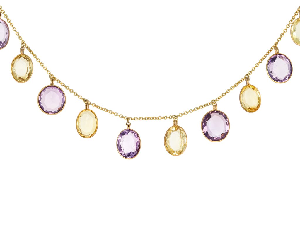 Victorian amethyst and citrine necklace, circa 1900. 