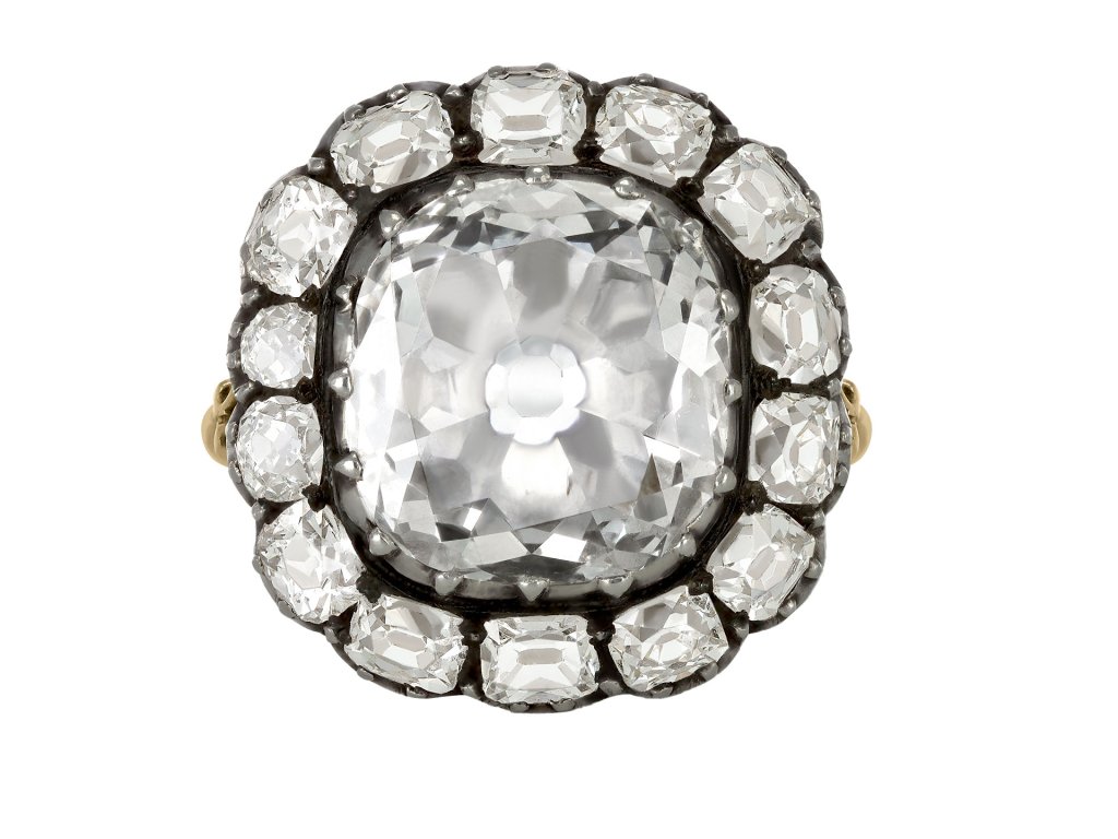 Victorian diamond coronet cluster ring, circa 1880.