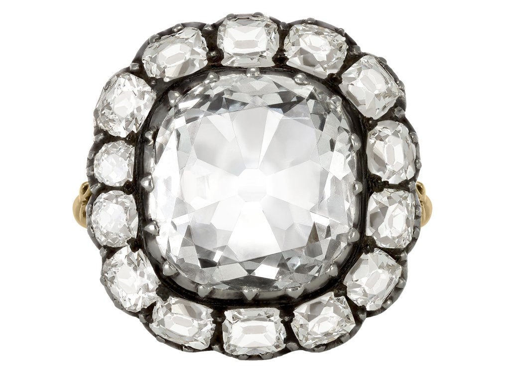 Victorian diamond coronet cluster ring, circa 1860.