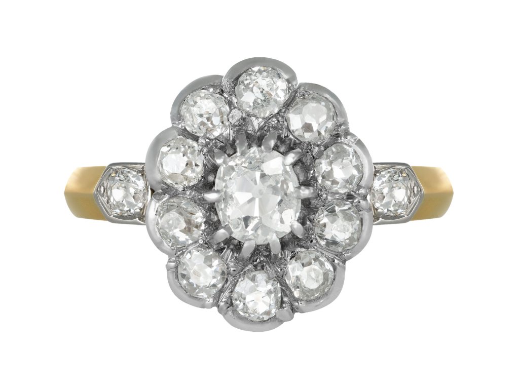 Diamond coronet cluster ring, circa 1910.