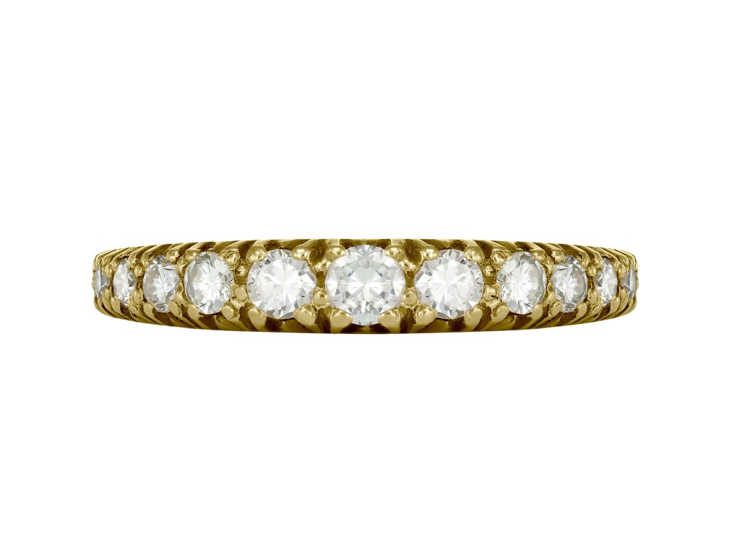 An 18ct yellow gold diamond half eternity ring