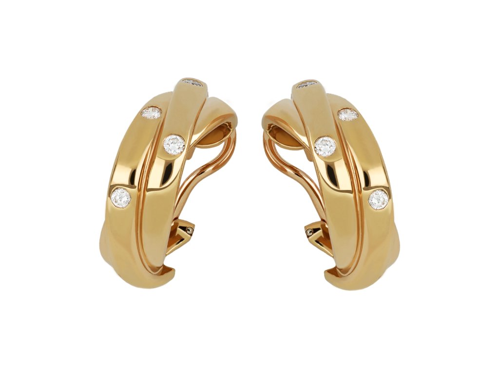 Cartier diamond trinity hoop earrings, French, circa 1995.