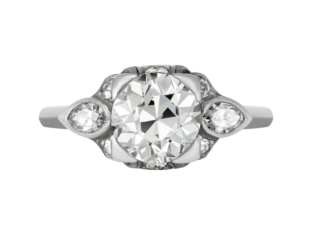 Diamond cluster ring, American, circa 1950.