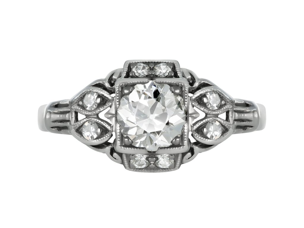 Diamond cluster ring, American, circa 1930s.