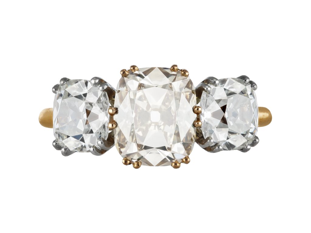 Fancy Light Brown three stone diamond ring.