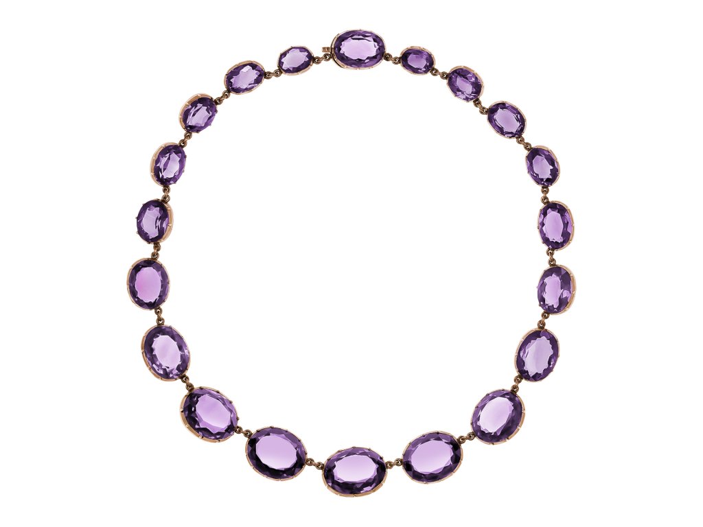 Victorian amethyst rivi&egrave;re necklace, circa 1890.