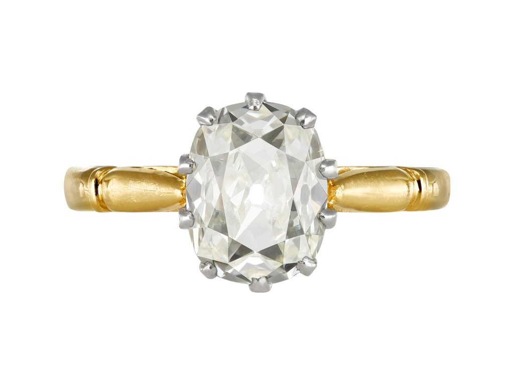 Old mine diamond solitaire ring, circa 1905.