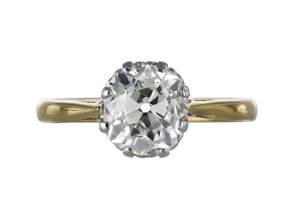 Old mine diamond solitaire ring