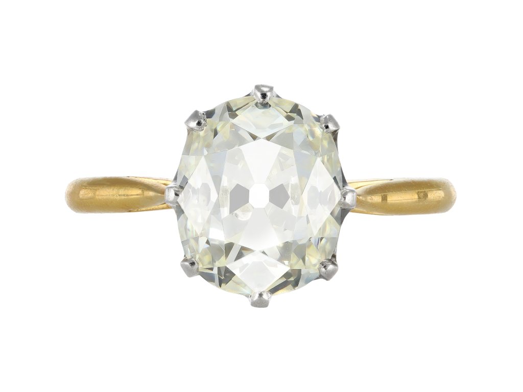 Old mine diamond solitaire ring, circa 1905.
