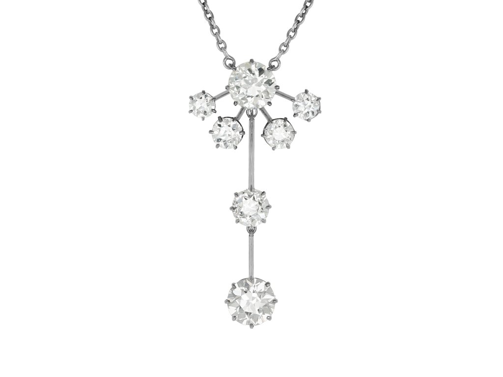 Old cut diamond necklace, circa 1930.