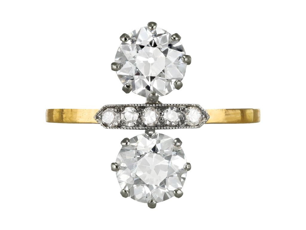 Edwardian diamond two stone ring, circa 1905.