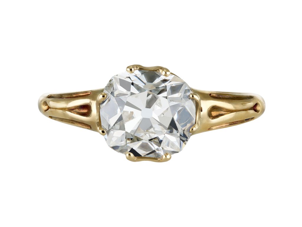 Old mine diamond solitaire ring. circa 1890.