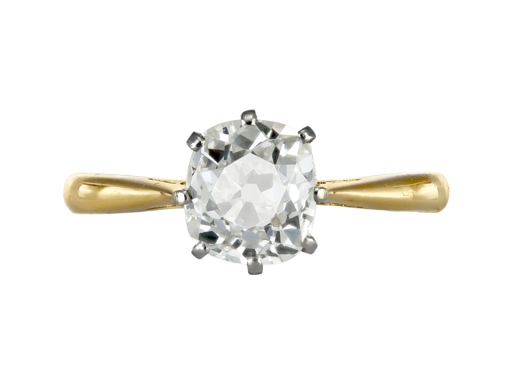 Old mine diamond solitaire ring, circa 1910. 