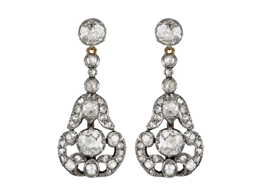 Diamond drop earrings, circa 1905