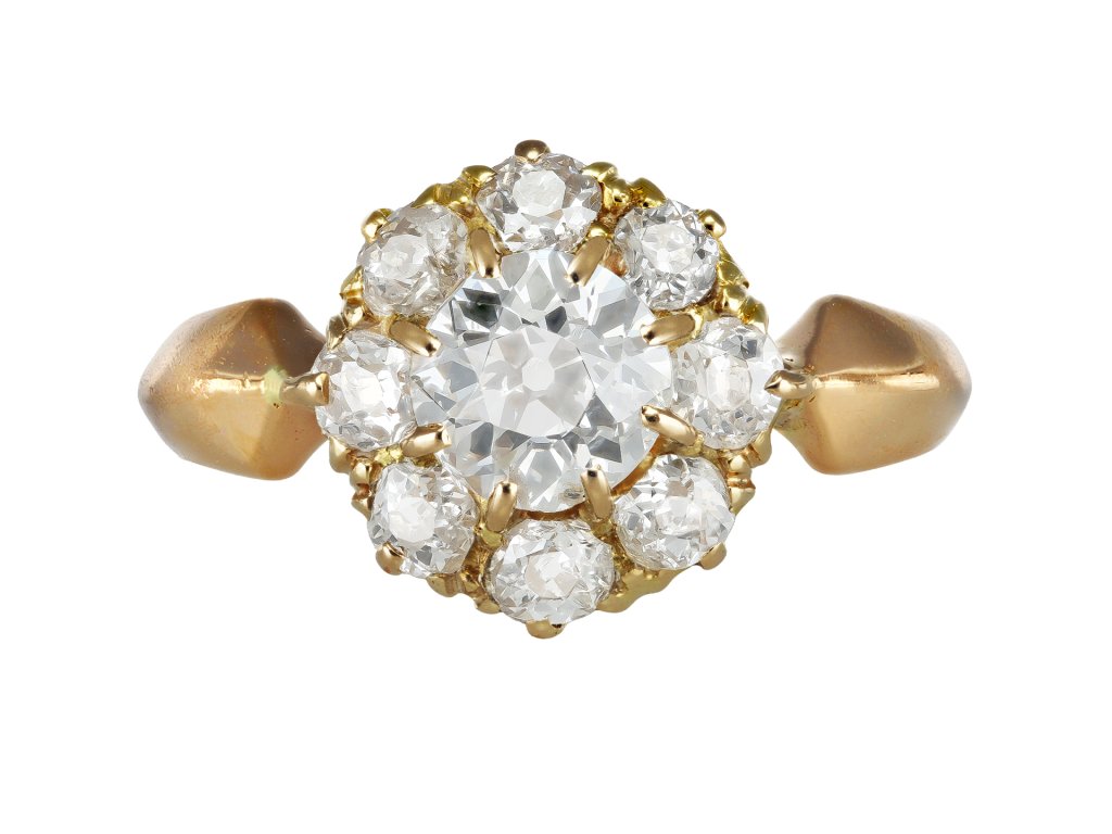 Diamond coronet cluster ring, circa 1900.