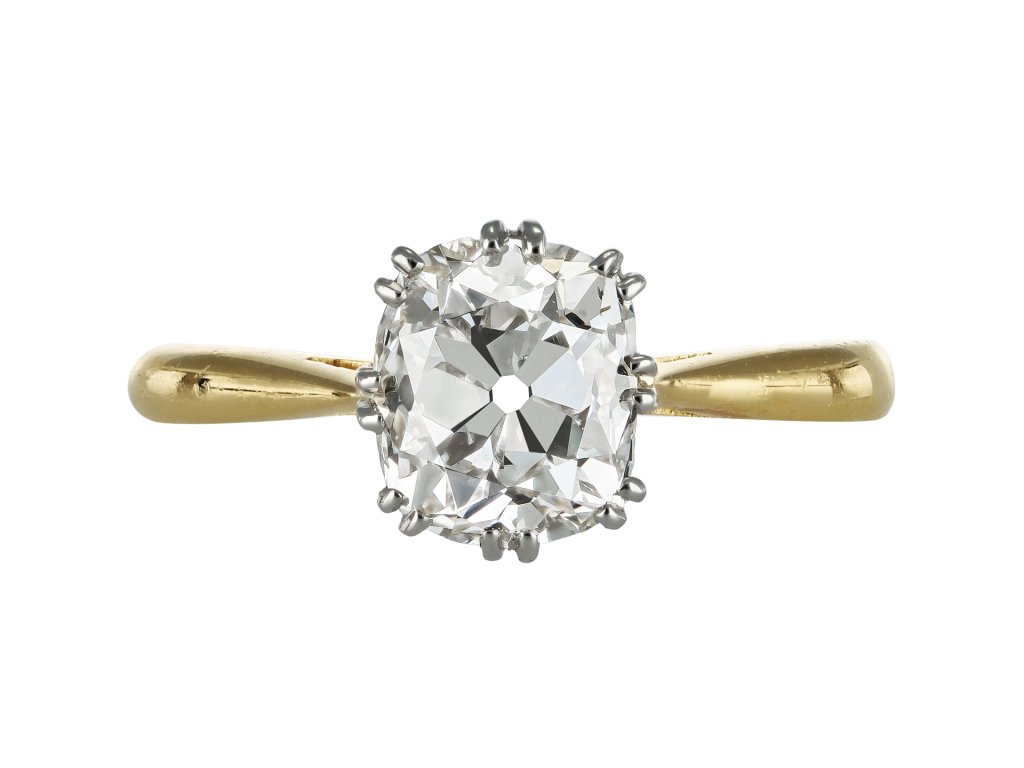 Old mine diamond solitaire ring, circa 1910.