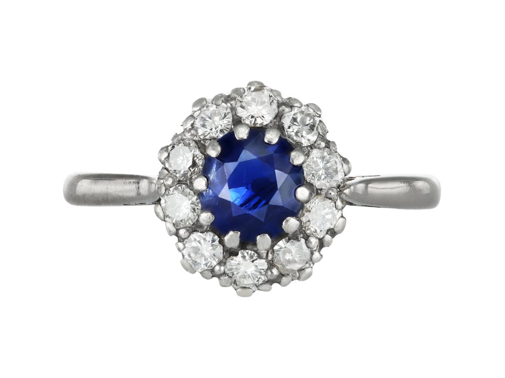 Sapphire and diamond coronet cluster, circa 1940.