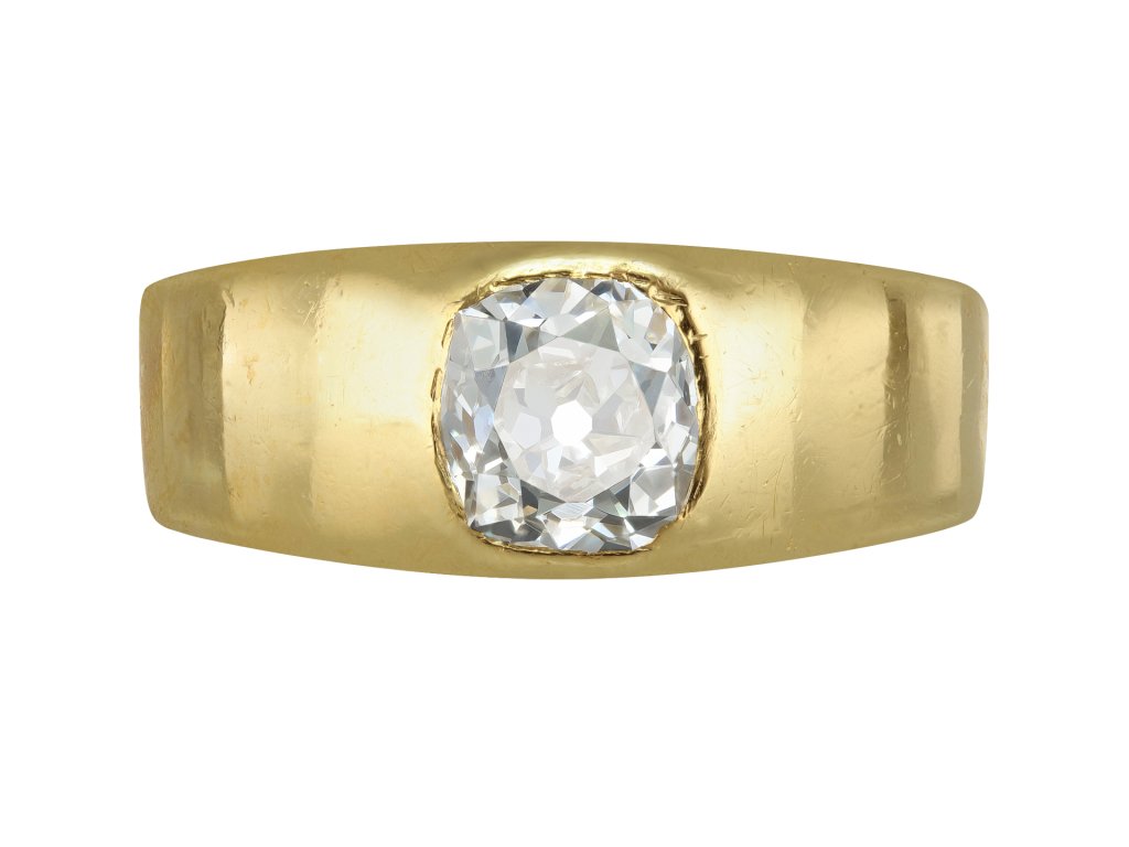 Diamond gypsy ring, circa 1900. 