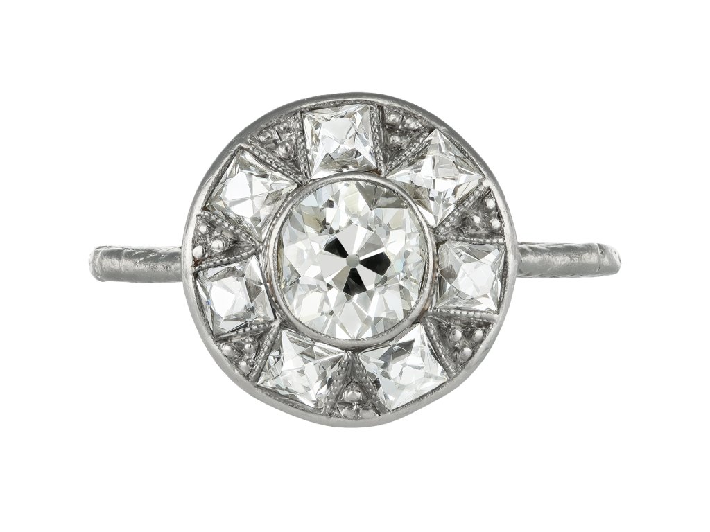 Art Deco diamond target ring, circa 1925.
