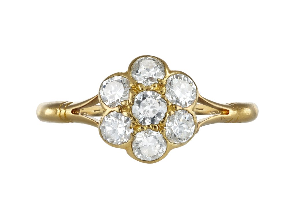 Edwardian diamond cluster ring, English, 1916.
