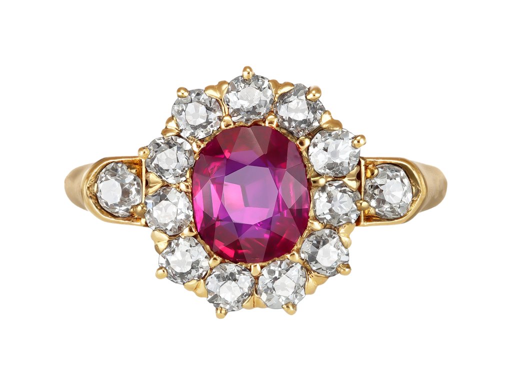 Victorian ruby and diamond coronet cluster ring, circa 1900