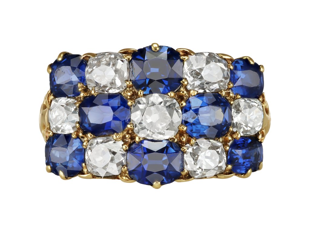 Victorian sapphire and diamond ring, circa 1890.