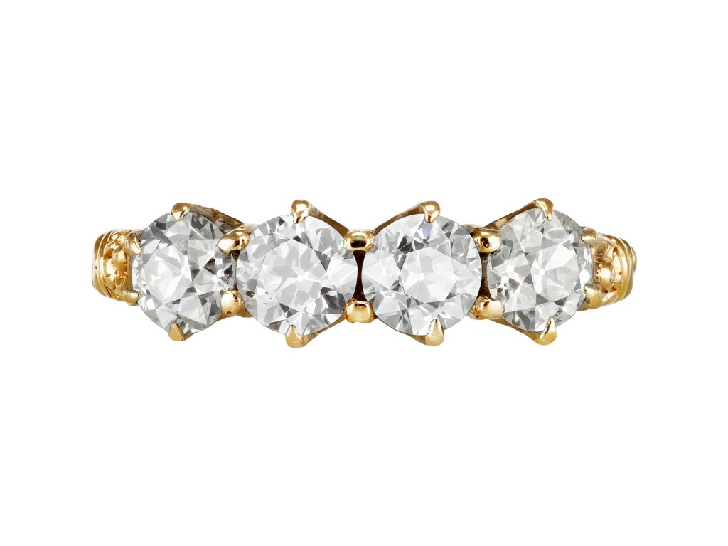 Victorian diamond four stone ring, circa 1900. 
