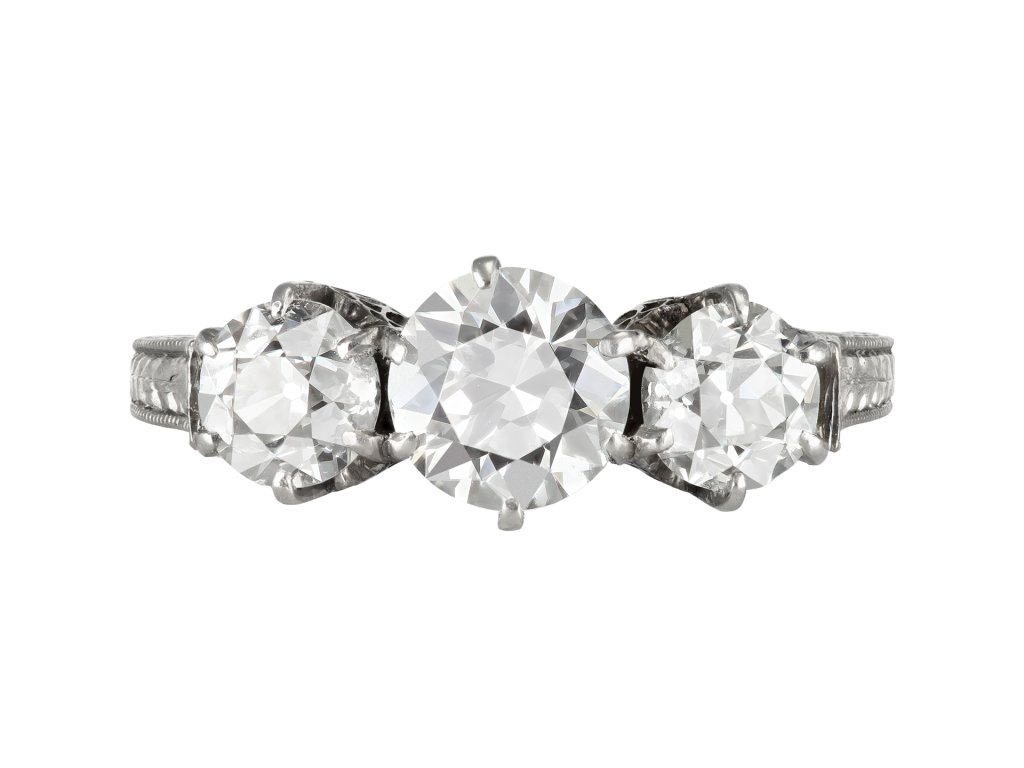 Diamond three stone ring, circa 1920.