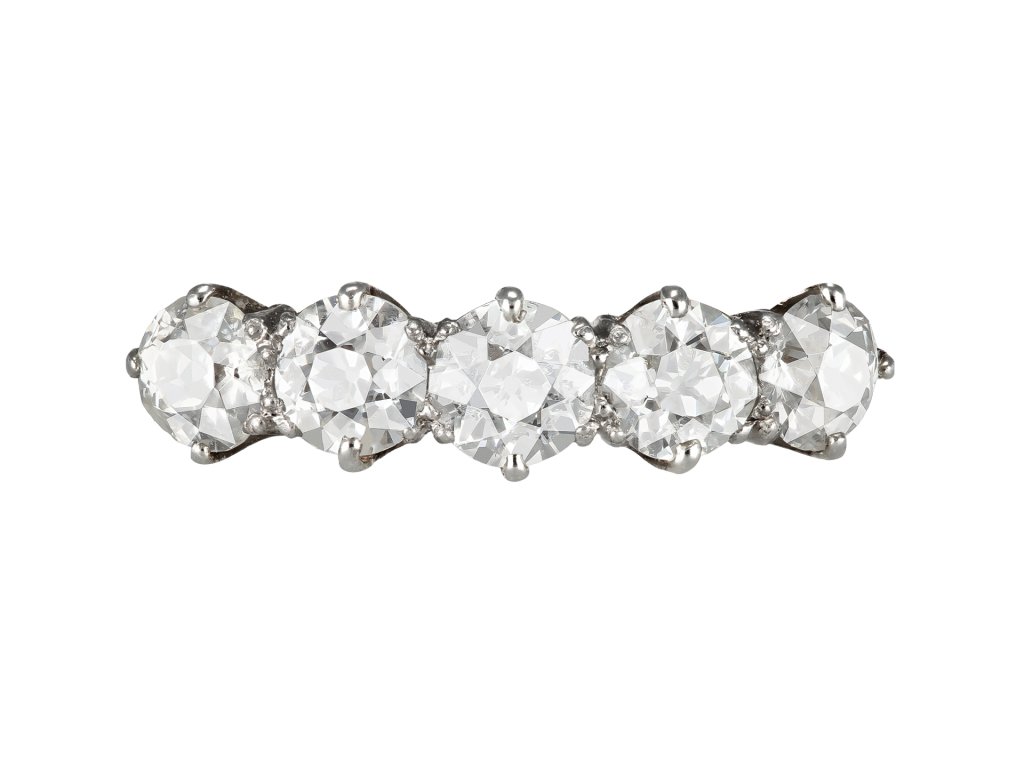 Edwardian diamond five stone ring, circa 1905.