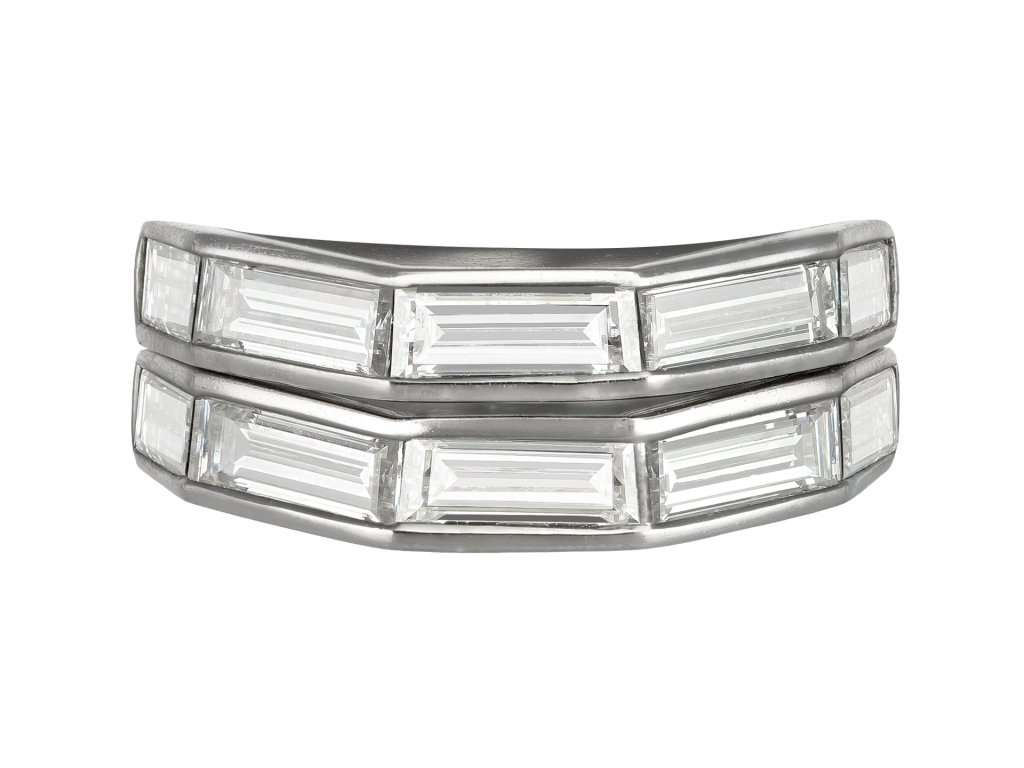 A Pair of Diamond Half Eternity Rings.