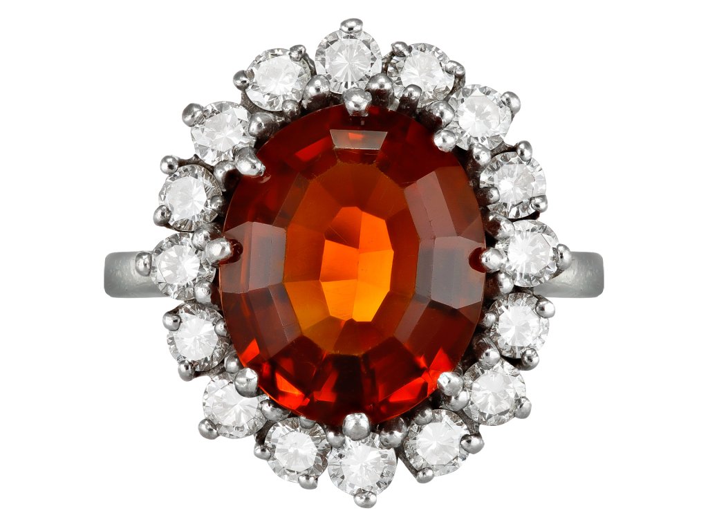Citrine and diamond coronet cluster, circa 1950. 