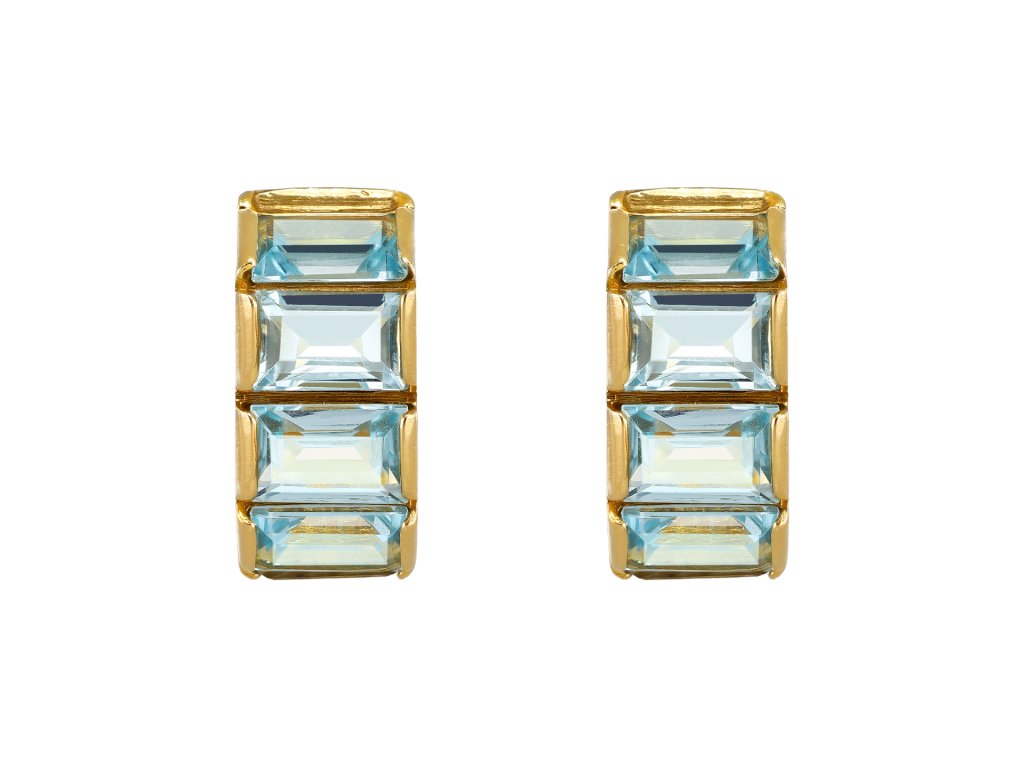 Aquamarine Hoop Earrings, Italian, circa 1970.