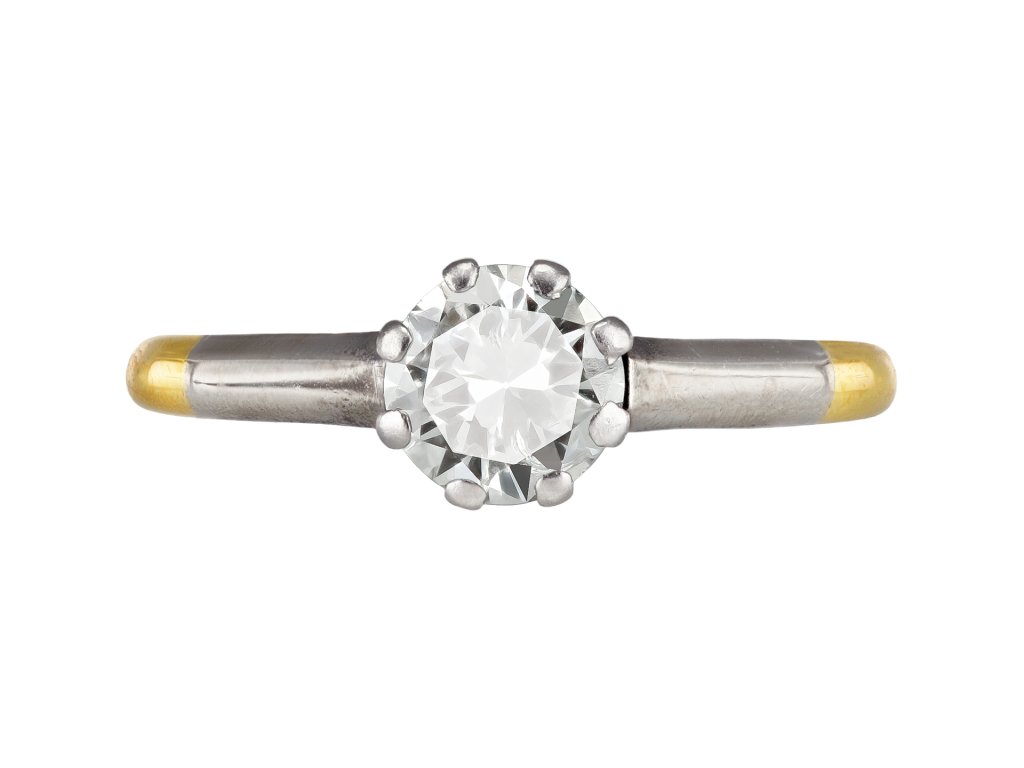 Diamond solitaire ring, circa 1940. 